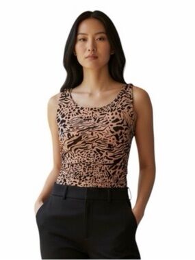 Jane + Delancey Brown & Black Animal Print Sleeveless Blouse size Small